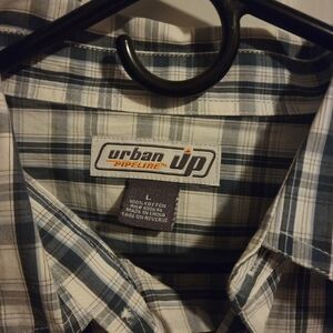 Urban Pipeline Men's Plaid Shirt - Black and Gray